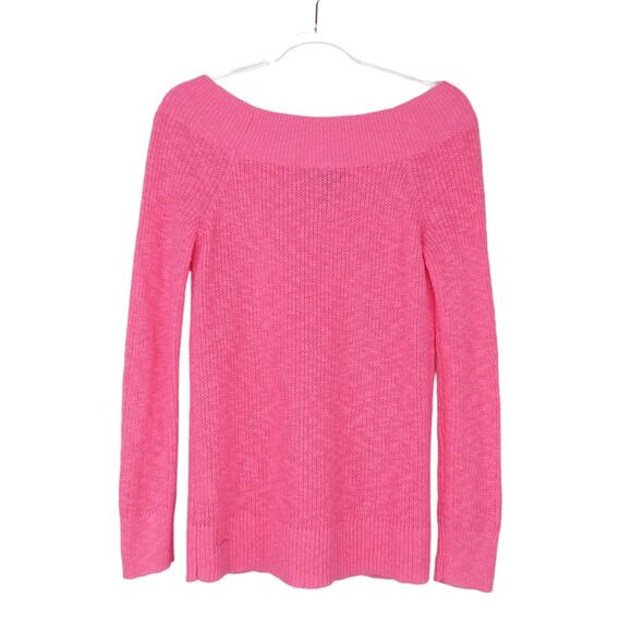Gap Pink Wide Neck Sweater Bubblegum Pink Barbie Core Knit Sweater Small - Picture 2 of 5